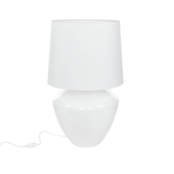 Lampe de table blanc argent grand 62 cm tissu verre E27