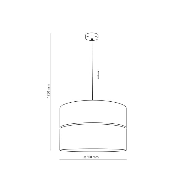 Lampe à suspendre ronde Ø 50 cm Tissu Métal E27 Noir Or