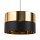 Lampe à suspendre ronde Ø 50 cm Tissu Métal E27 Noir Or