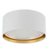 Plafonnier rond &Oslash; 45 cm Blanc Or Abat-jour en...