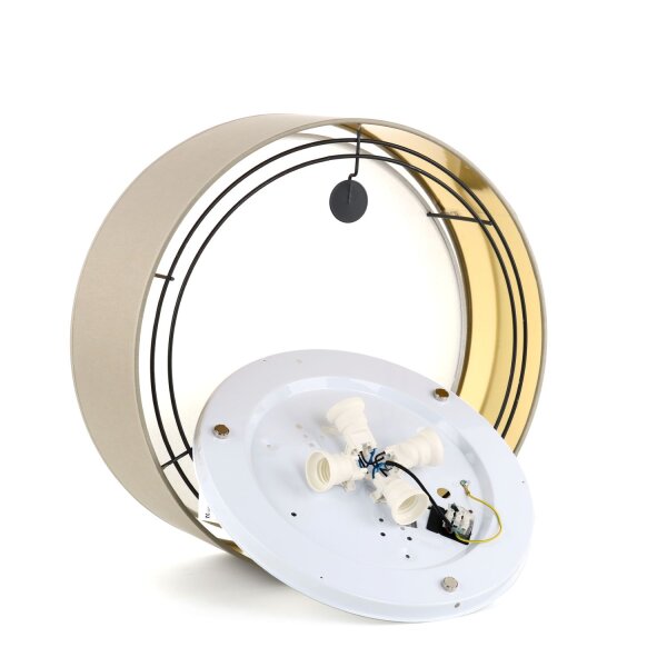Plafonnier Tissu rond Ø 45 cm Beige Or anti-éblouissement