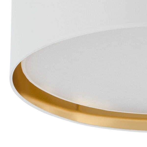Plafonnier blanc or rond Ø 60 cm tissu confortable