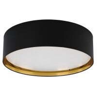 Plafonnier Abat-jour tissu noir or rond Ø 60 cm grand