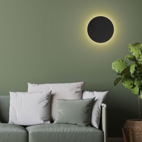 Applique en métal noir Ø 30 cm rond plat
