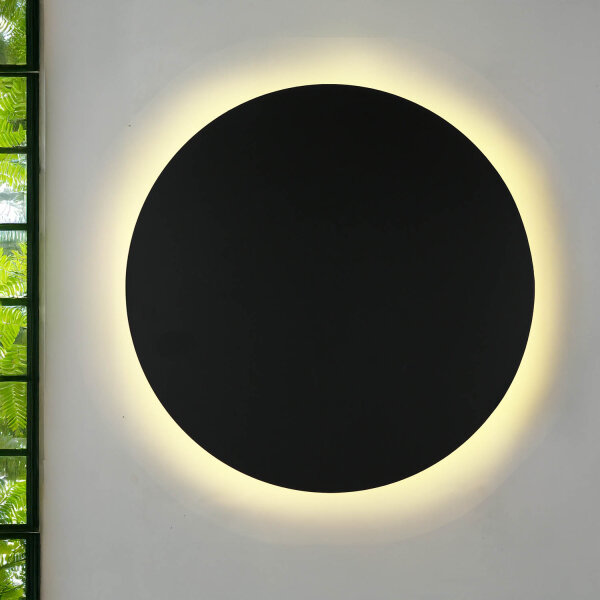 Applique ronde Ø 40 cm métal noir lumière indirecte