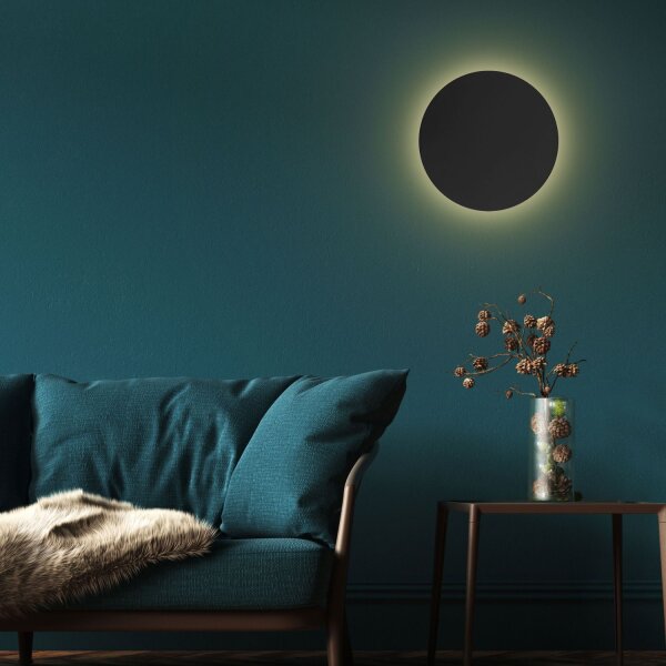 Applique ronde Ø 40 cm métal noir lumière indirecte