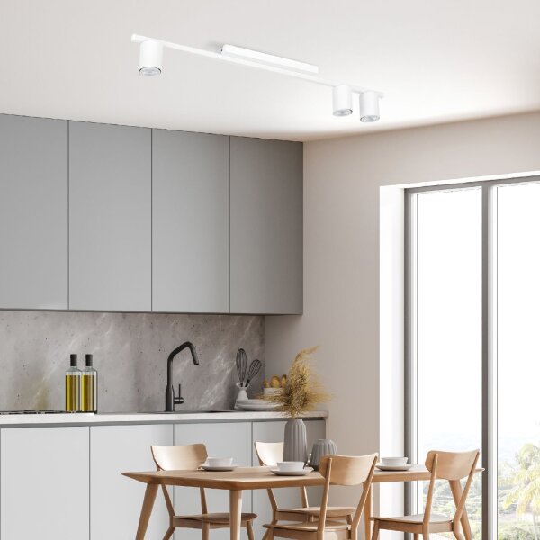 Plafonnier Blanc Moderne long 80 cm plat 3-flamme
