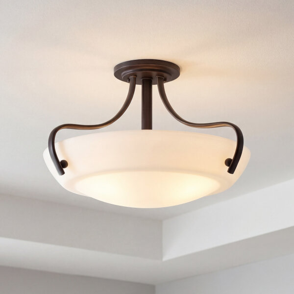 Plafonnier rustique verre métal faible éblouissement couloir