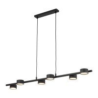 Lampe à suspendre noire 6 flammes oblongue table...