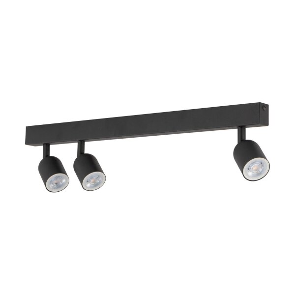 Plafonnier noir 74 cm de long GU10 métal 3-flammes