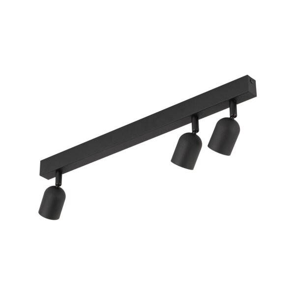 Plafonnier noir 74 cm de long GU10 métal 3-flammes