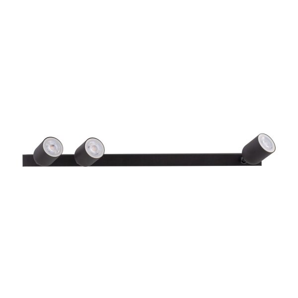 Plafonnier noir 74 cm de long GU10 métal 3-flammes