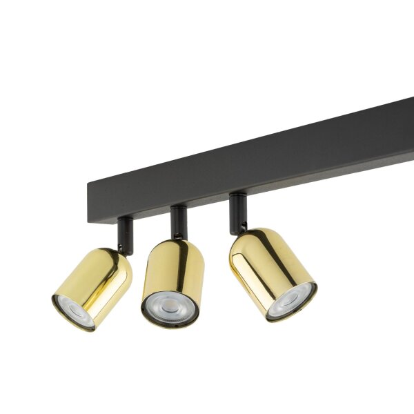 Plafonnier réglable métal 94 cm long noir or