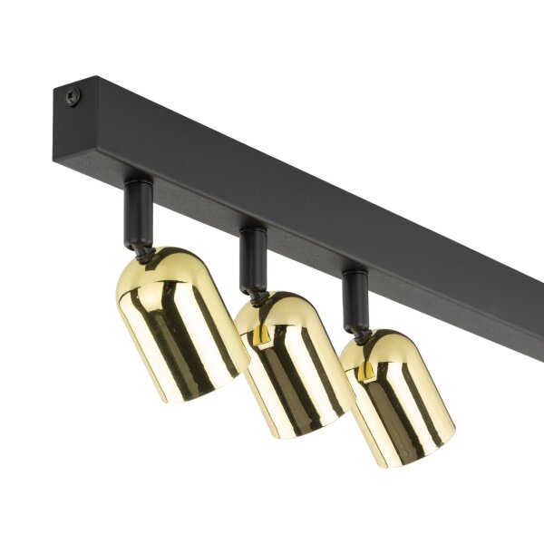 Plafonnier réglable métal 94 cm long noir or