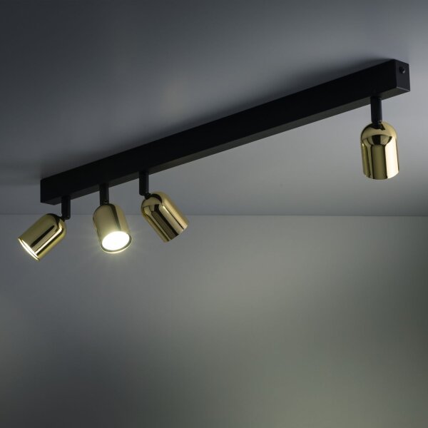 Plafonnier réglable métal 94 cm long noir or