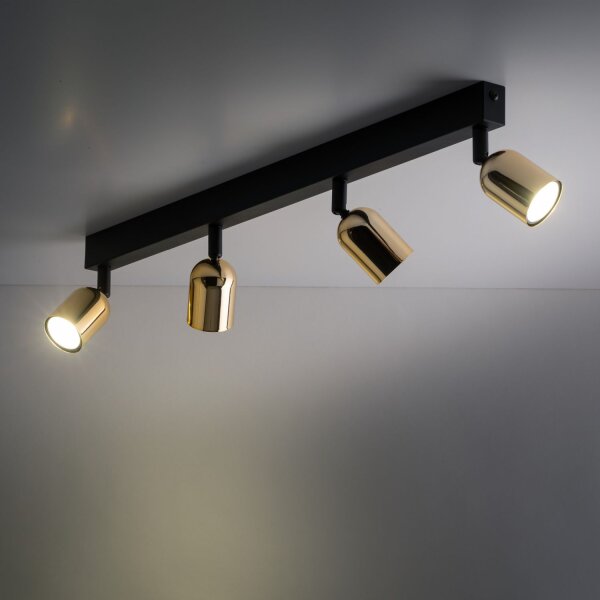 Spot de plafond salon 84 cm long métal noir or