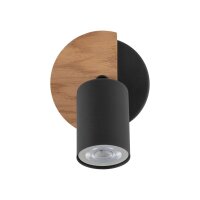 Spot m&eacute;tal bois orientable noir naturel GU10