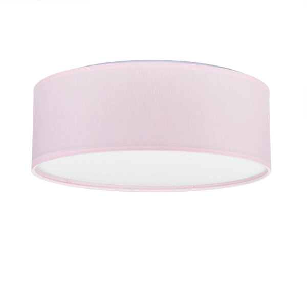 Lampe pour chambre denfant Rose Ø 38 cm rond plat abat-jour en tissu