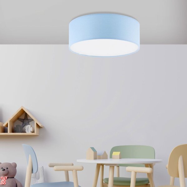 Lampe de chambre denfant plafond bleu Ø 38 cm rond plat