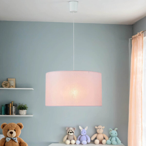 Lampe à suspendre Enfants Bébé Rose Ø 40 cm rond Abat-jour en tissu