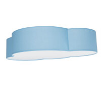 Plafonnier chambre enfant bleu nuage abat-jour tissu 4x E27