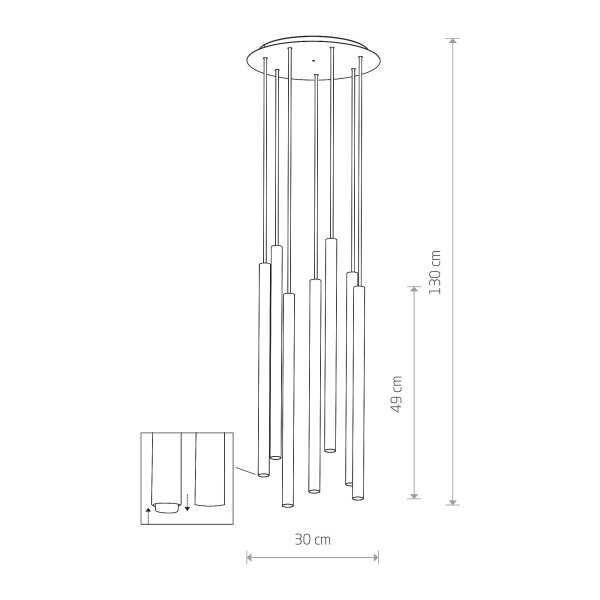 Suspension Noir 7-flmg Lampe de table à manger CULT
