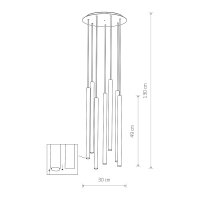 Suspension Noir 7-flmg Lampe de table à manger CULT