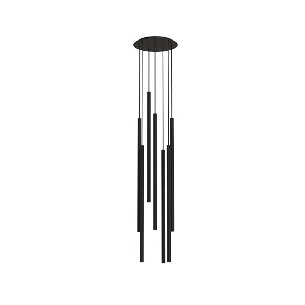 Suspension moderne noire 7 flammes G9 métal
