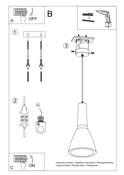 Lampe à suspendre Béton Ø 17 cm Gris E27 Cuisine Table à manger