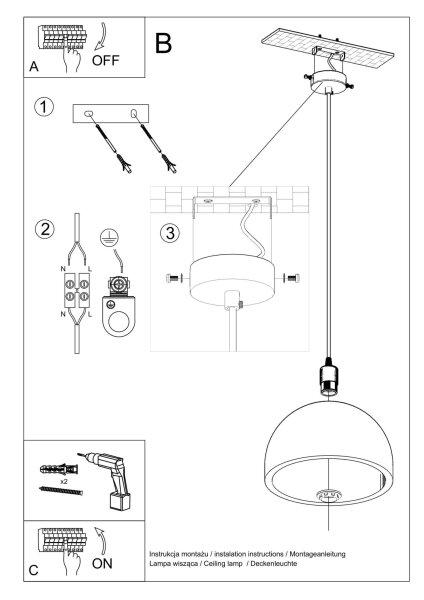 Lampe à suspendre Béton Ø 30 cm Gris E27 Cuisine