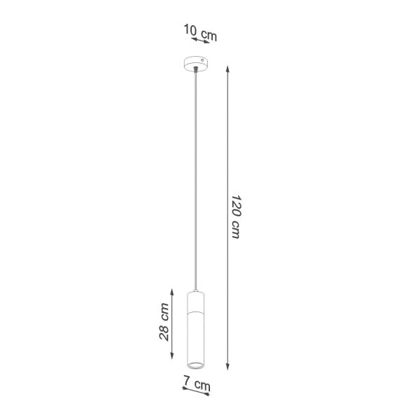 Suspension Béton Bois Ø 7 cm étroit Gris GU10