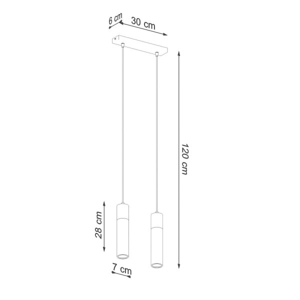 Lampe à suspendre 2 flammes GU10 Béton Bois Moderne RUGARD