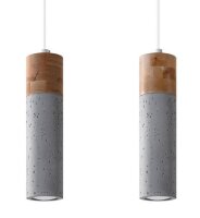 Lampe à suspendre 2 flammes GU10 Béton Bois...
