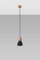 Lampe à suspendre Noir Béton Bois...