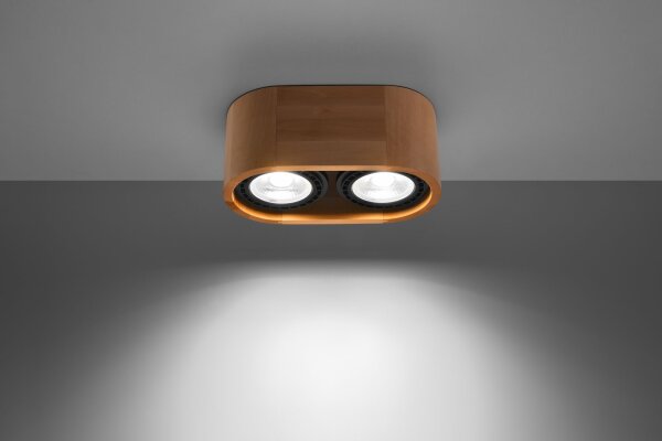 Spot de plafond 2 flammes petit Bois moderne confortable DIWO