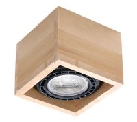 Spot lampe bois carr&eacute; L : 14 cm petit plat GU10