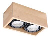 Plafonnier bois carr&eacute; petit pour 2x GU10 confortable