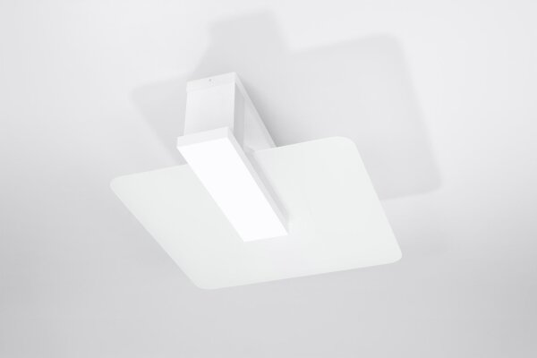 Plafonnier confortable blanc verre bois plat H : 14 cm