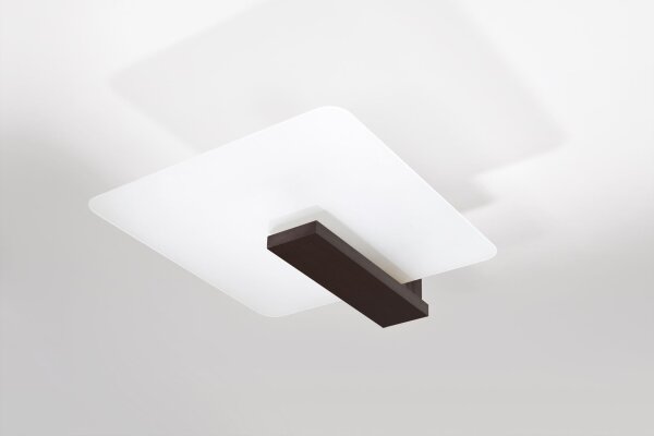 Plafonnier verre bois anti-éblouissement 2x E27 plat confortable