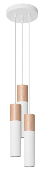 Lampe à suspendre Blanc Naturel 3-flamme GU10 Ø 20 cm Métal Bois