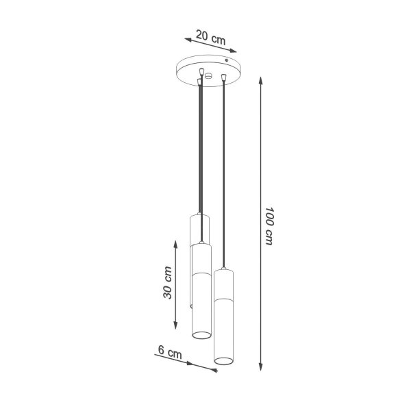 Lampe à suspendre Blanc Naturel 3-flamme GU10 Ø 20 cm Métal Bois