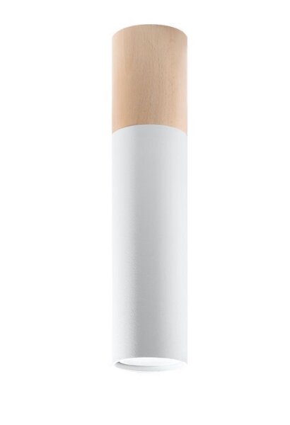 Plafonnier Scandinave Métal Bois Blanc Naturel Ø 6 cm