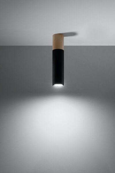 Plafonnier Métal Bois H : 30 cm Scandinave GU10