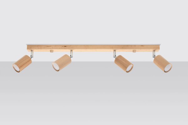 Plafonnier bois 4 flammes 80 cm de long GU10 VESUVIA