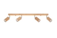 Plafonnier bois 4 flammes 80 cm de long GU10 VESUVIA