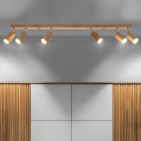 Spot projecteur bois 120 cm de long 6 flammes orientable
