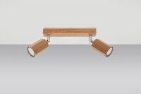 Plafonnier bois allongé 30 cm 2 flammes GU10 Moderne