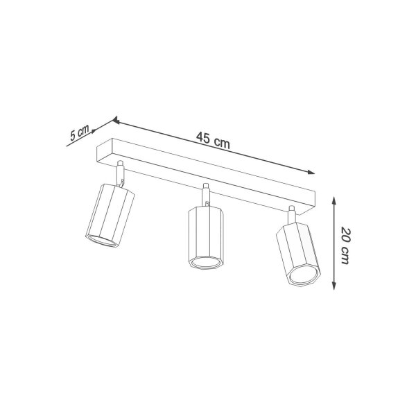 Projecteur de plafond 3 flammes GU10 orientable L : 45 cm Bois