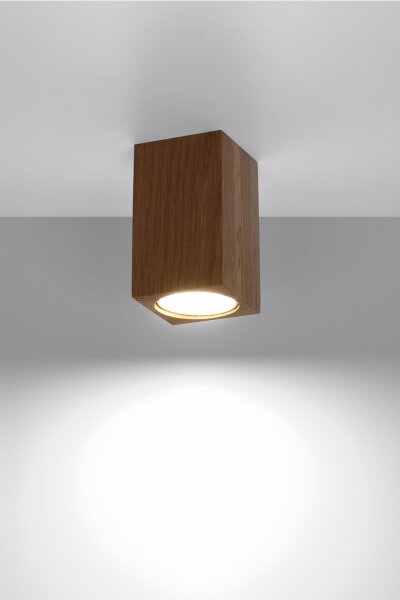 Spot Lampe plafond bois petit H : 10 cm carré GU10