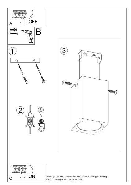 Spot Lampe plafond bois petit H : 10 cm carré GU10